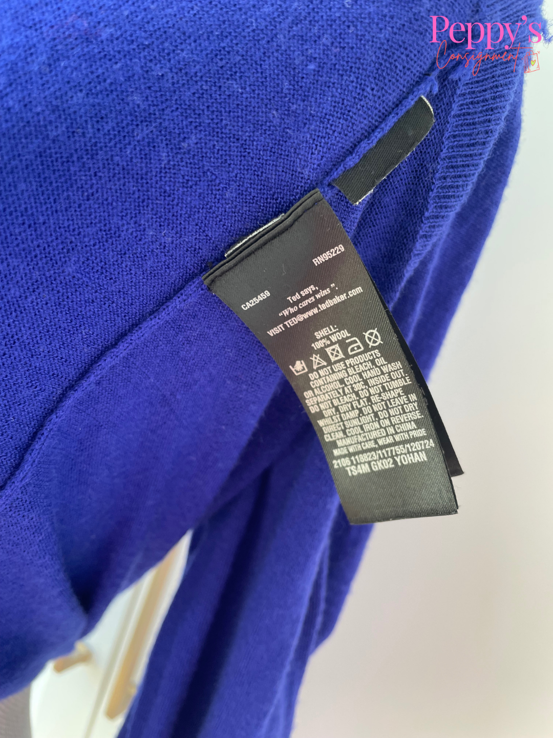 Ted Baker Royal Blue V Neck Size 4