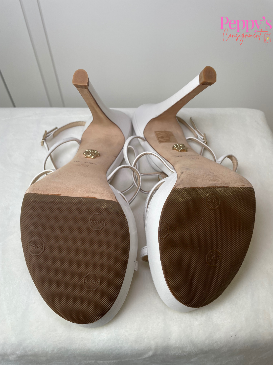 Versace White Strappy Stiletto Size 38.5