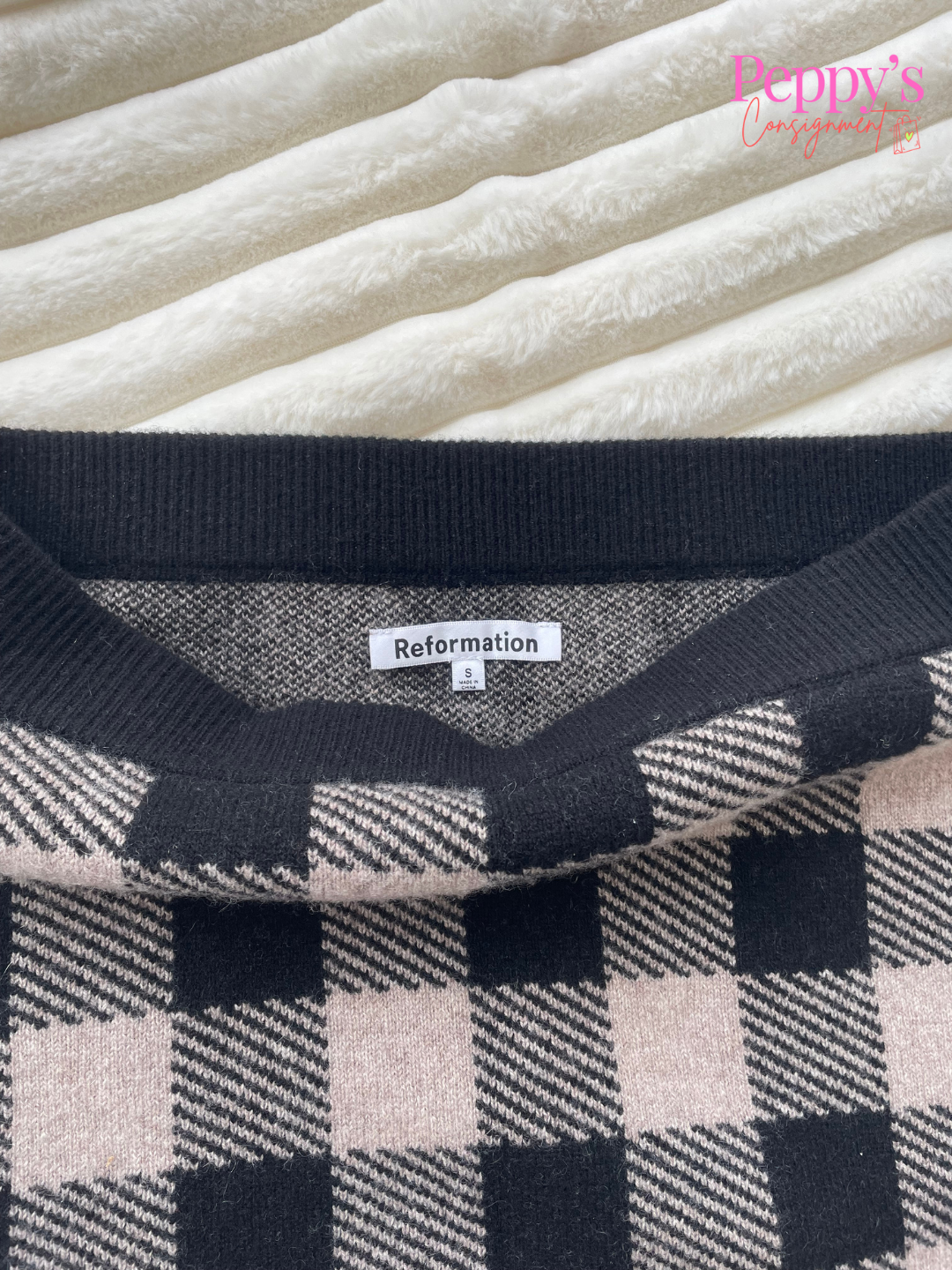 Reformation Houndstooth Cashmere Mini Size S