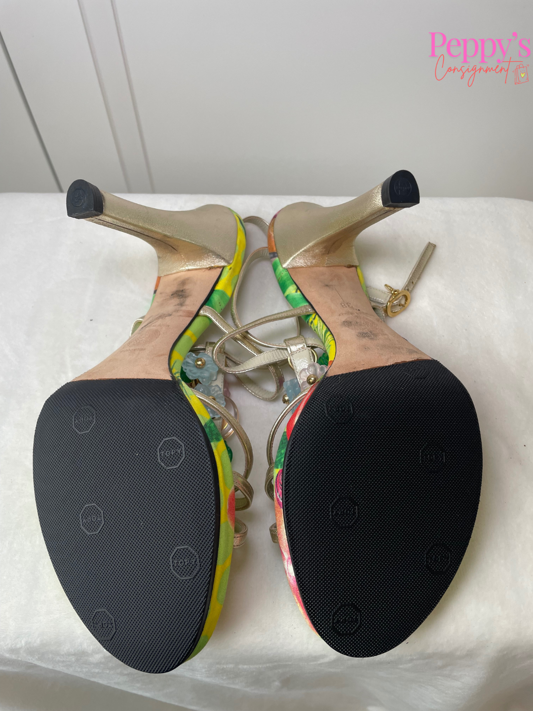 Versace Charm Strap Silk Heels Size 38