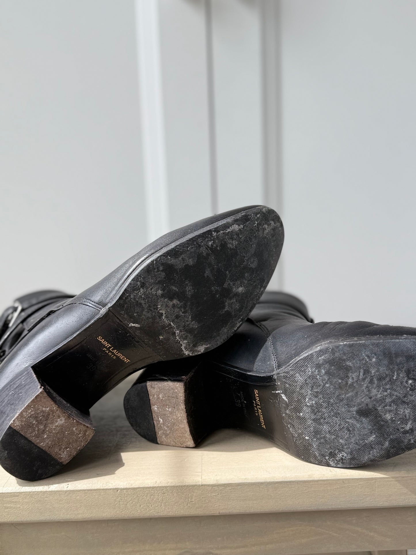 Saint Laurent Black Leather Ankle Boots β Size 39