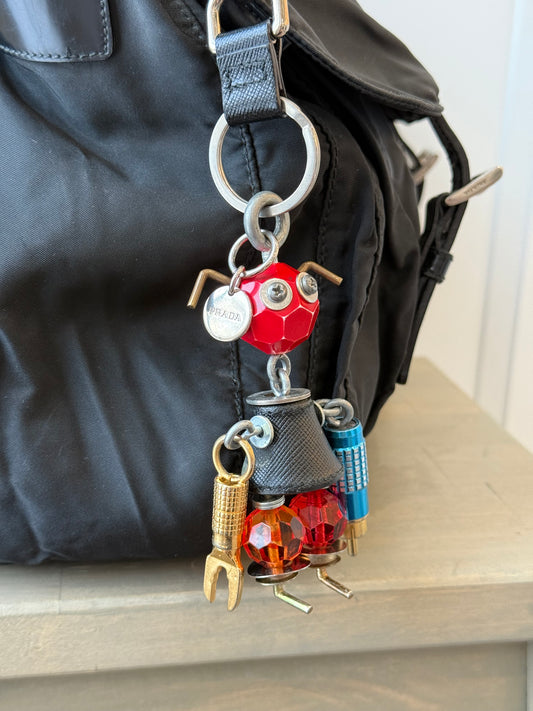 Prada Robot Saffiano Leather & Metal Bag Charm / Keychain – Multicolour