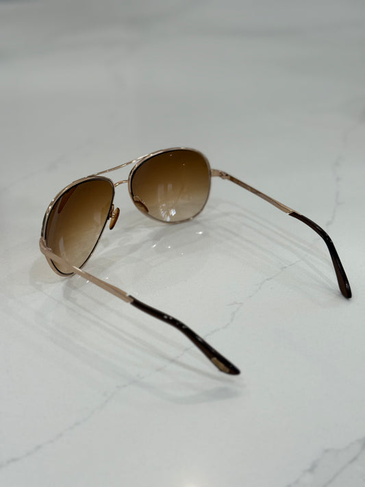 Tom Ford Charles FT0035 Aviator Sunglasses – Gold Frame, Brown Gradient Lenses