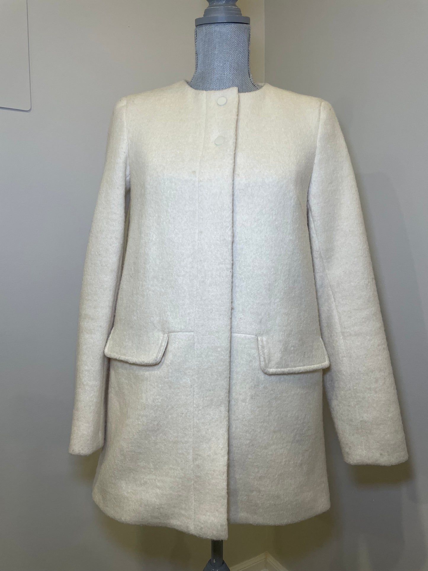 Zara Collarless Peacoat Size S