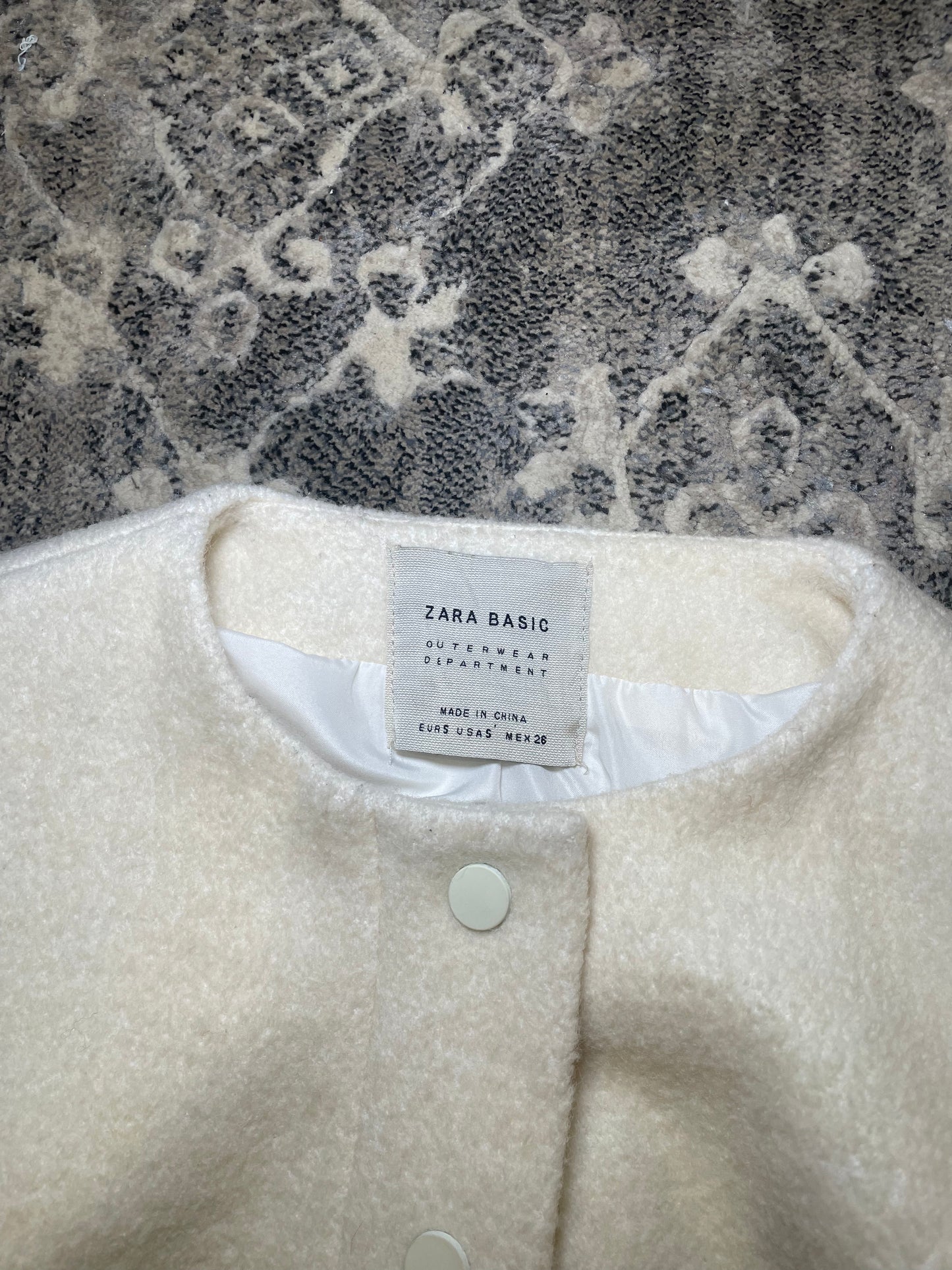 Zara Collarless Peacoat Size S