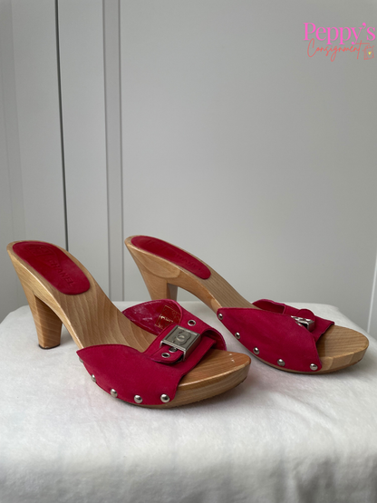 Chanel Red Sandal Clogs Size 39