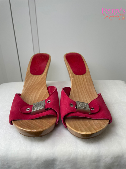 Chanel Red Sandal Clogs Size 39