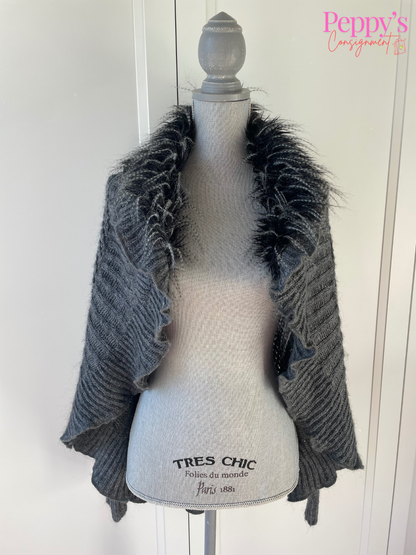 Forla Wool Mohair Blend Faux Fur Cardigan Size M