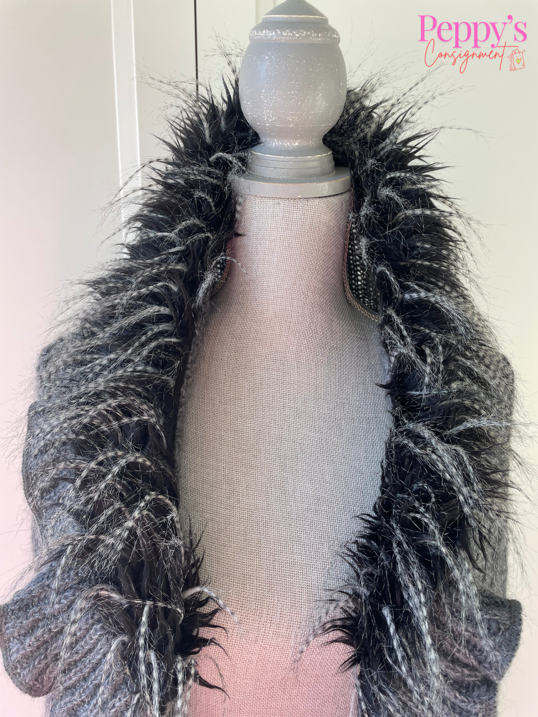 Forla Wool Mohair Blend Faux Fur Cardigan