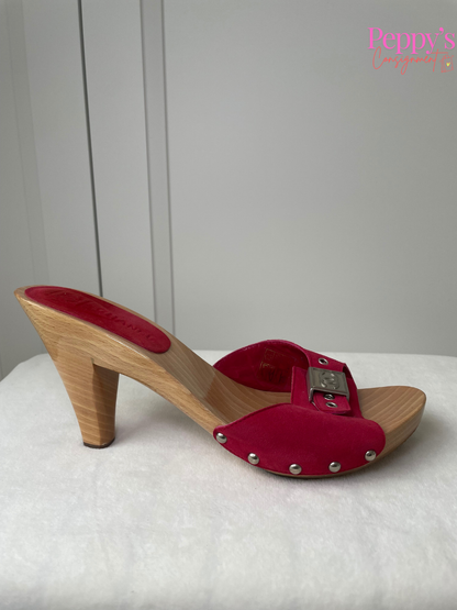 Chanel Red Sandal Clogs Size 39
