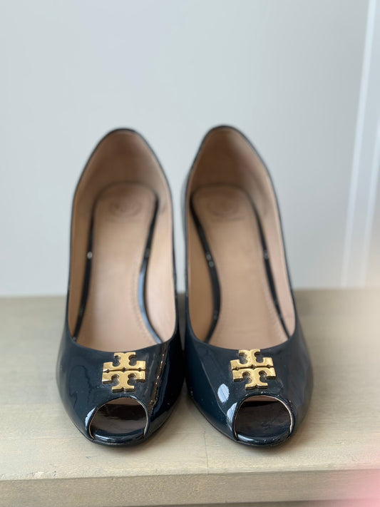 Tory Burch Navy Blue Patent Leather Pumps – Size 10