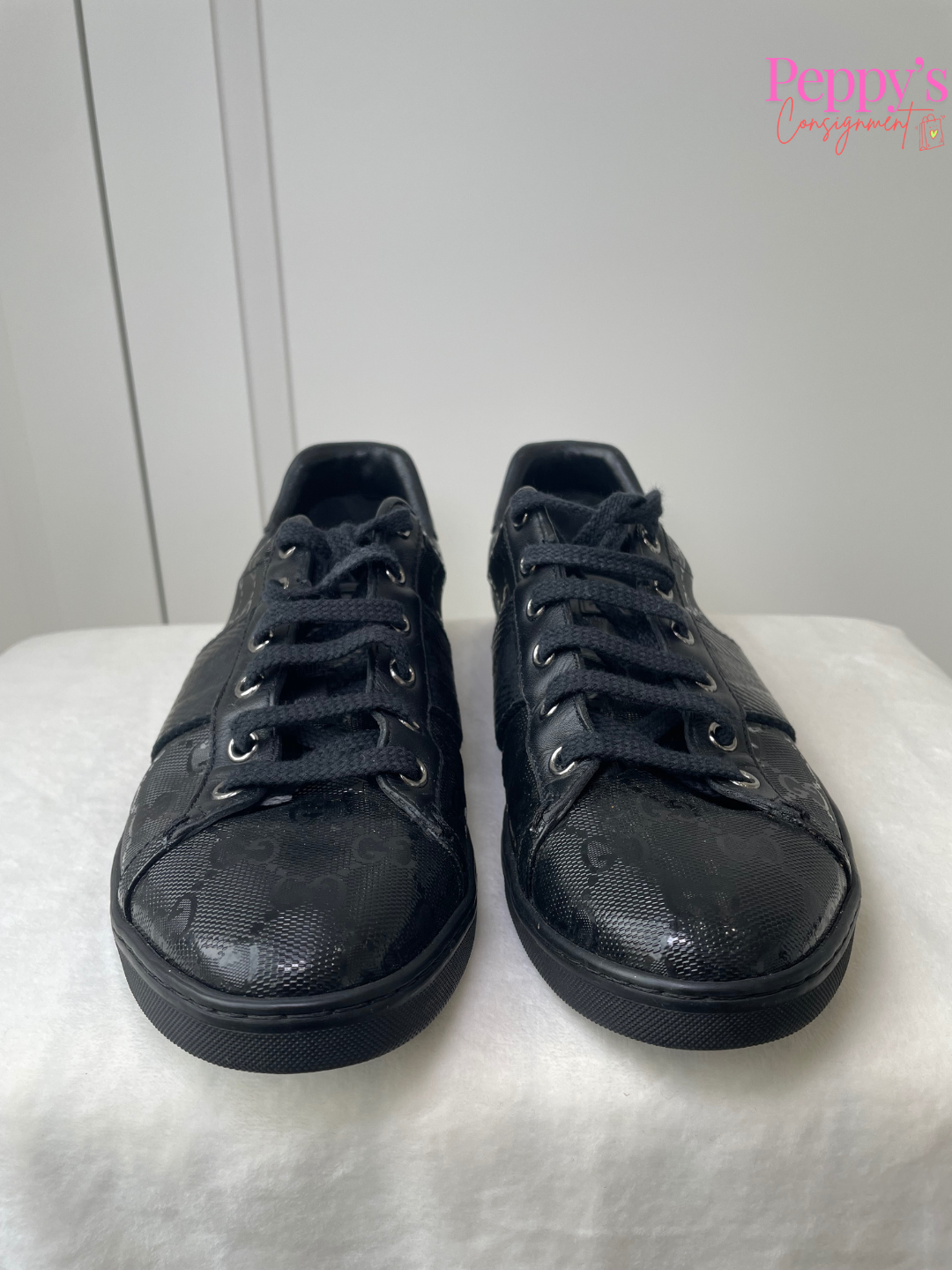 Gucci Black Canvas and Patent Leather Sneakers