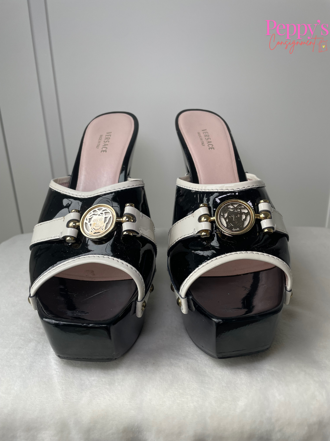 Versace Studded Platform Mule Slides