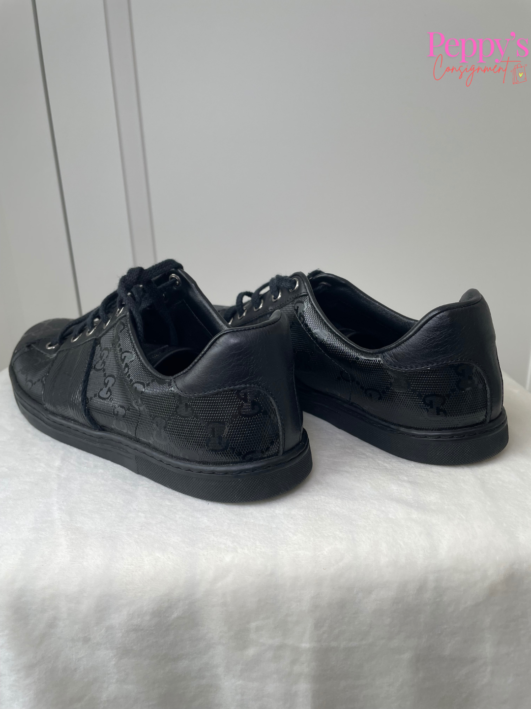 Gucci Black Canvas and Patent Leather Sneakers