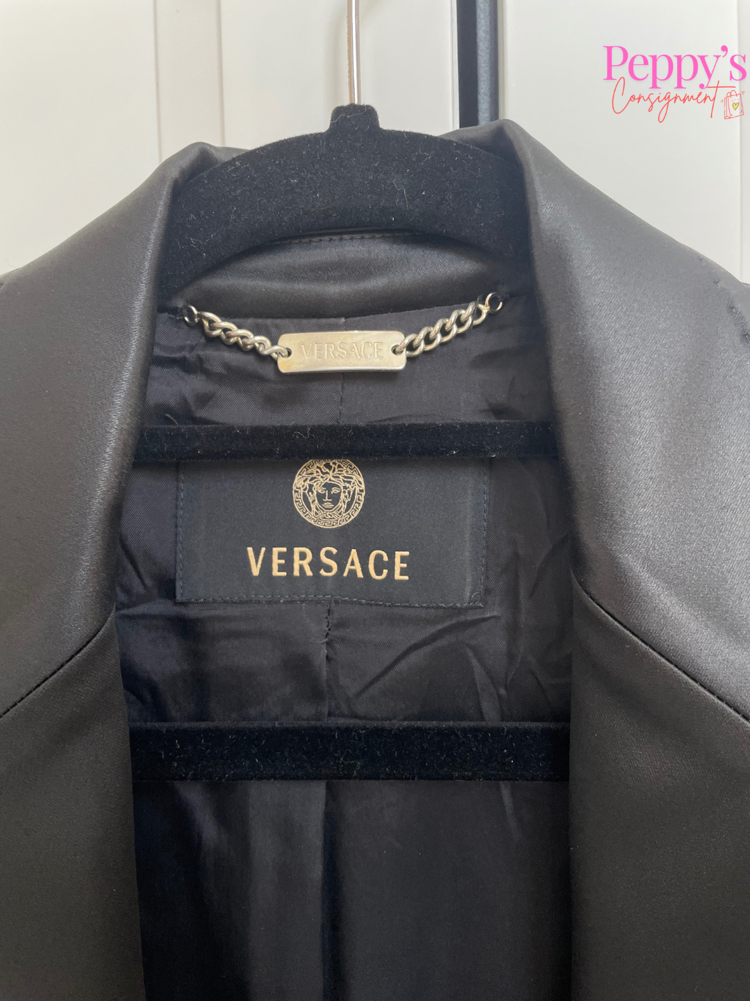 Versace Sleek Satin-Style Black Blazer