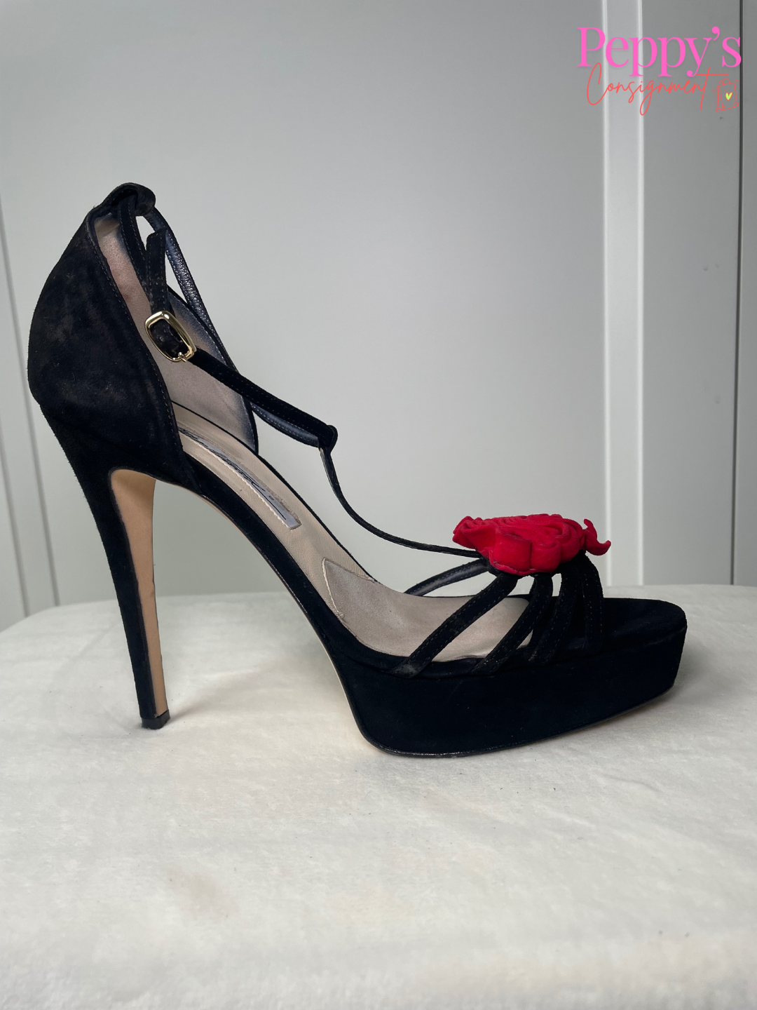 Brian Atwood Stilettos with Suede Roses