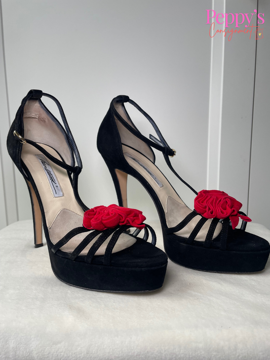 Brian Atwood Stilettos with Suede Roses