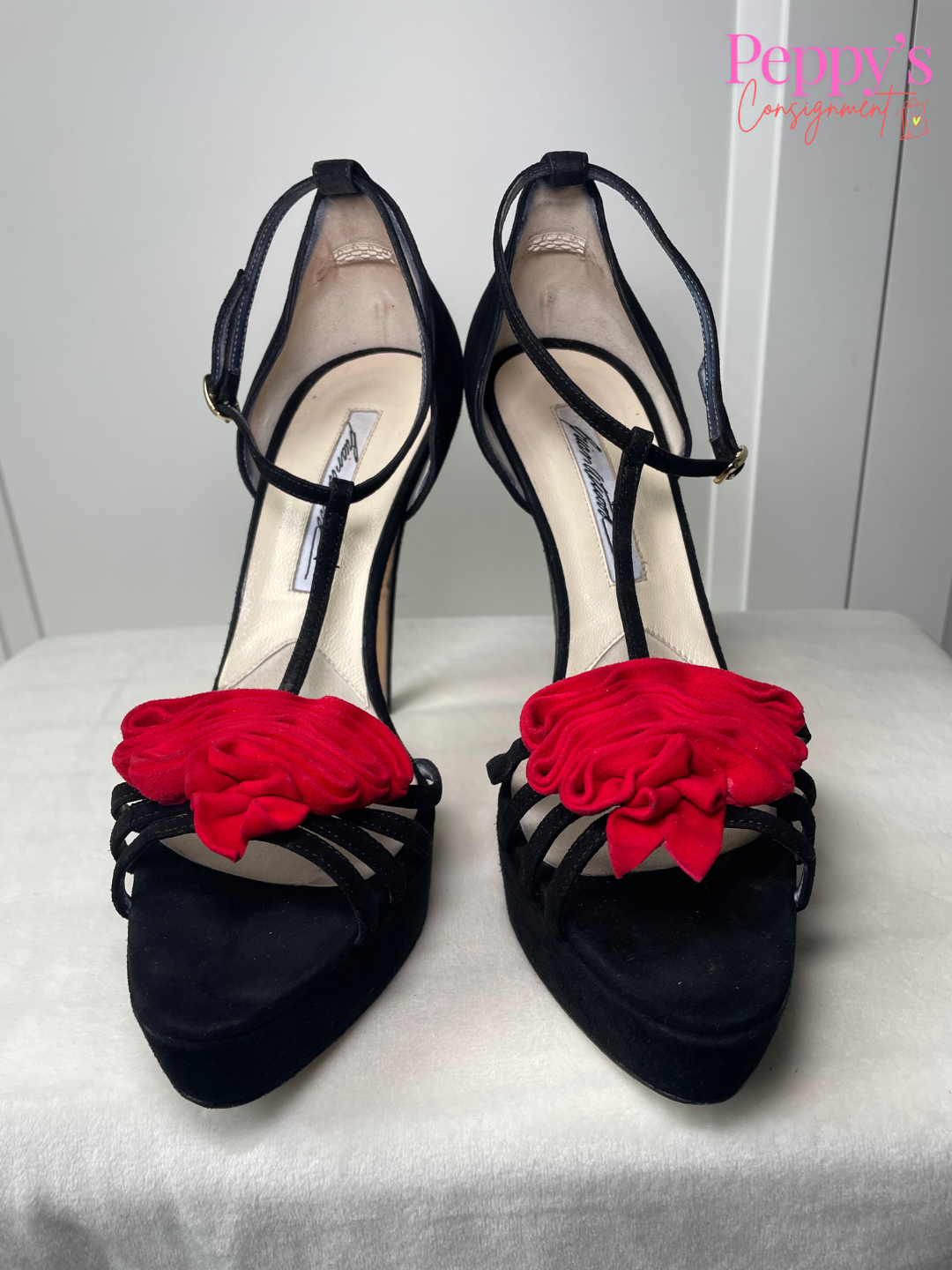 Brian Atwood Stilettos with Suede Roses