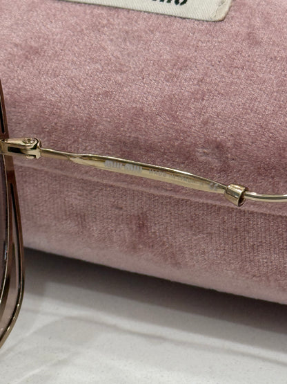 Miu Miu Core Collection MU54SS Irregular Sunglasses – Gold Frame, Brown Gradient Lenses