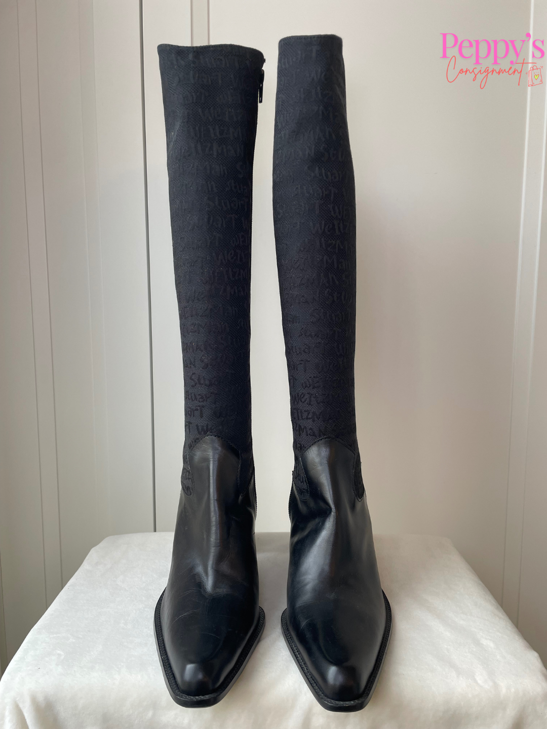 Stuart Weitzman Knee High Logo Boots