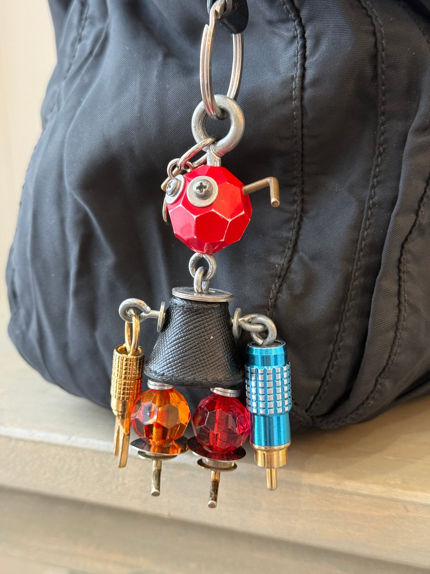 Prada Robot Saffiano Leather & Metal Bag Charm / Keychain – Multicolour
