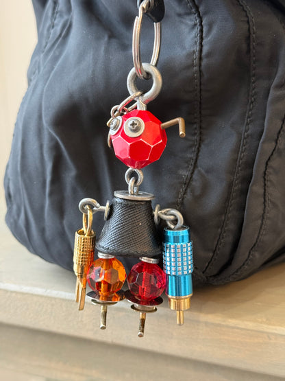 Prada Robot Saffiano Leather & Metal Bag Charm / Keychain – Multicolour