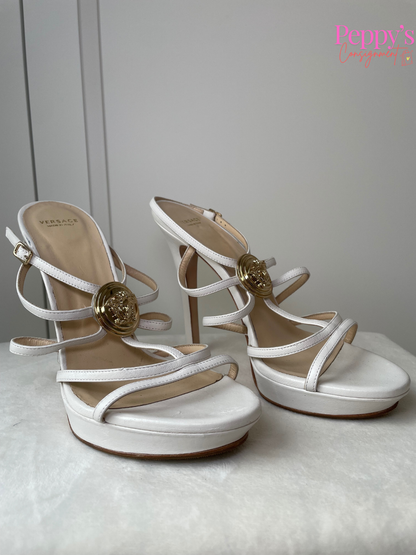 Versace White Strappy Stiletto Size 38.5