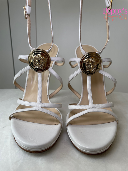 Versace White Strappy Stiletto Size 38.5