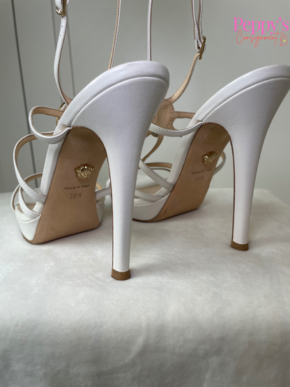 Versace White Strappy Stiletto Size 38.5