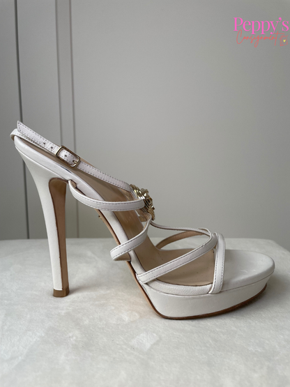 Versace White Strappy Stiletto Size 38.5
