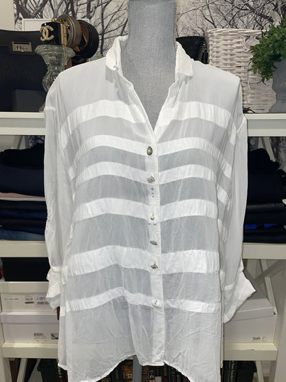 Elisa Cavatelli Striped Panel Blouse