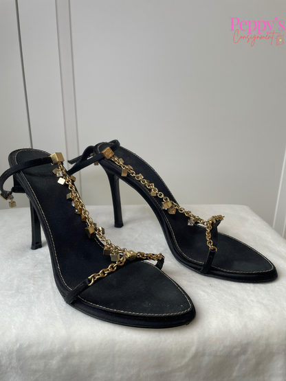 Versace Gold Chain Strappy Stiletto Size 39