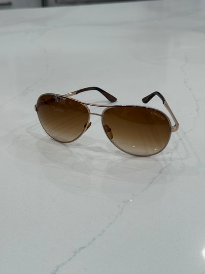 Tom Ford Charles FT0035 Aviator Sunglasses – Gold Frame, Brown Gradient Lenses