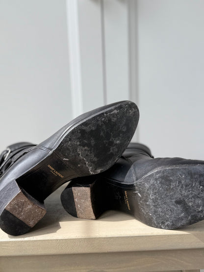 Saint Laurent Black Leather Ankle Boots – Size 39