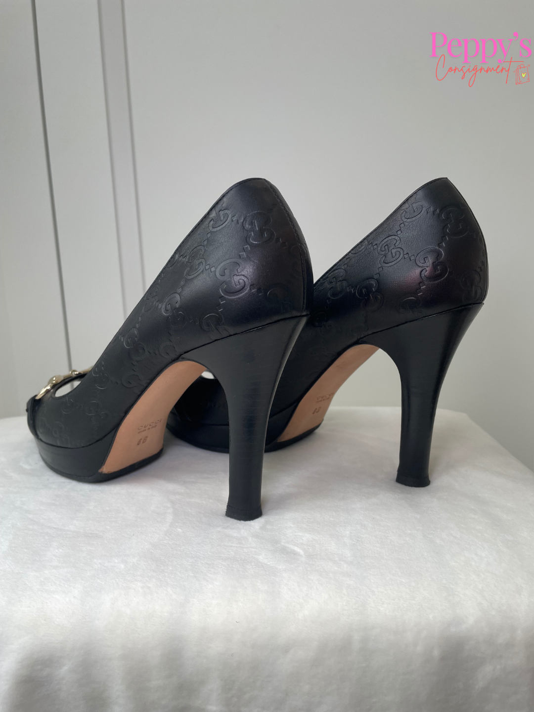 Gucci Guccissima Horsebit Black Leather Pump