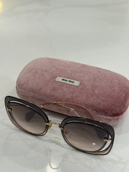 Miu Miu Core Collection MU54SS Irregular Sunglasses – Gold Frame, Brown Gradient Lenses