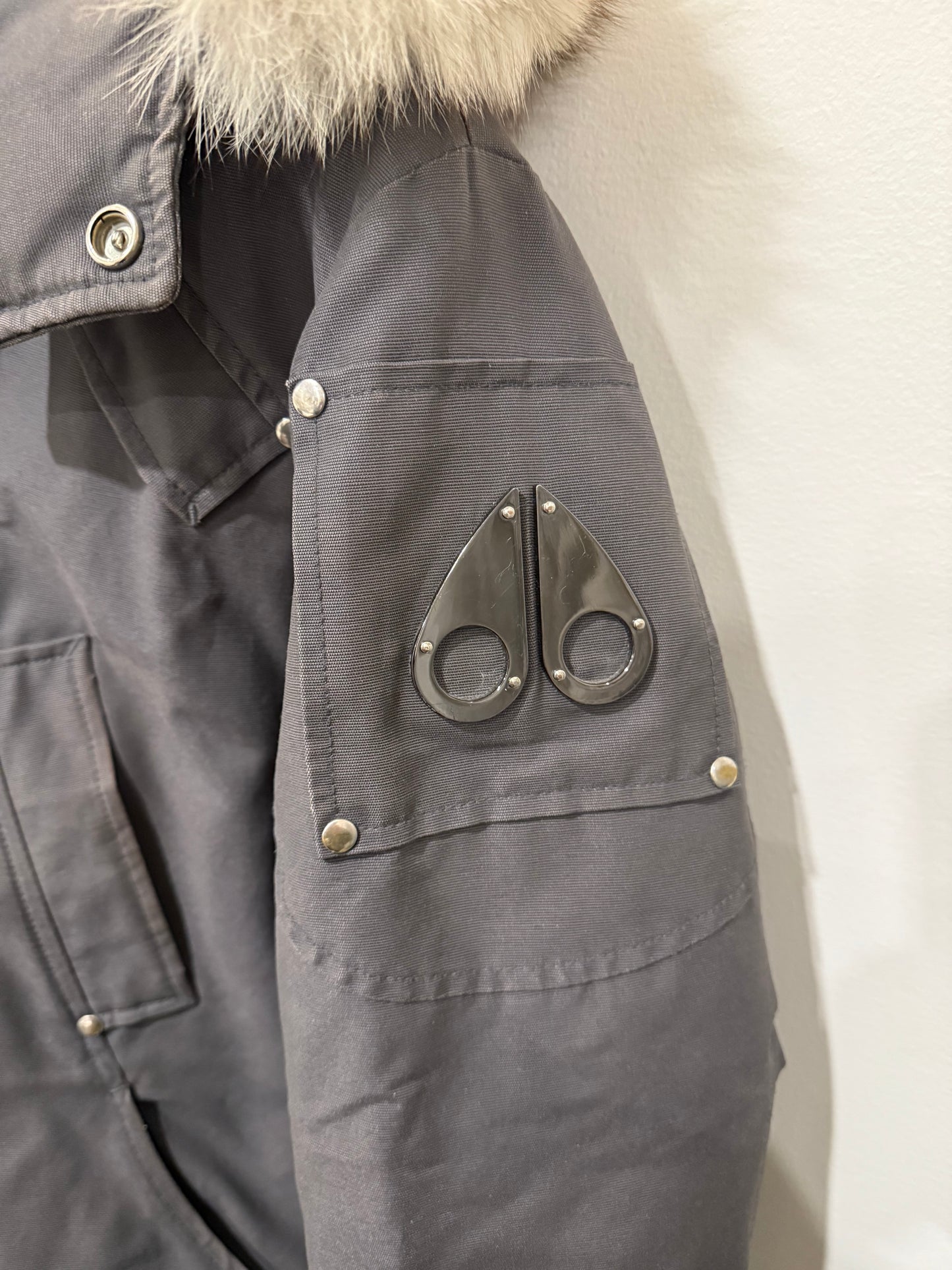 Moose Knuckles Grey Down Bomber Size M