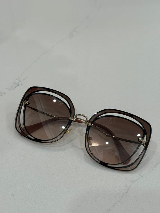 Miu Miu Core Collection MU54SS Irregular Sunglasses – Gold Frame, Brown Gradient Lenses