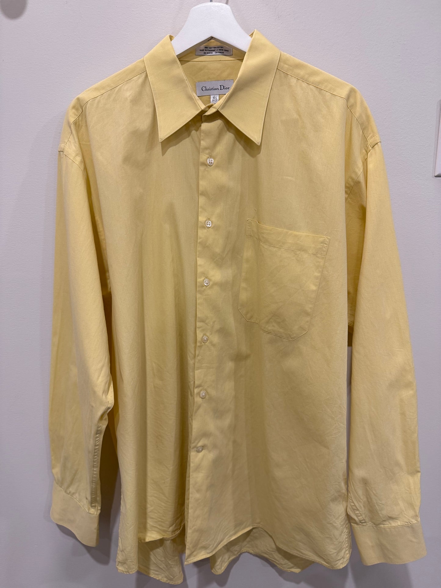 Christian Dior Yellow Button up Size 16.5
