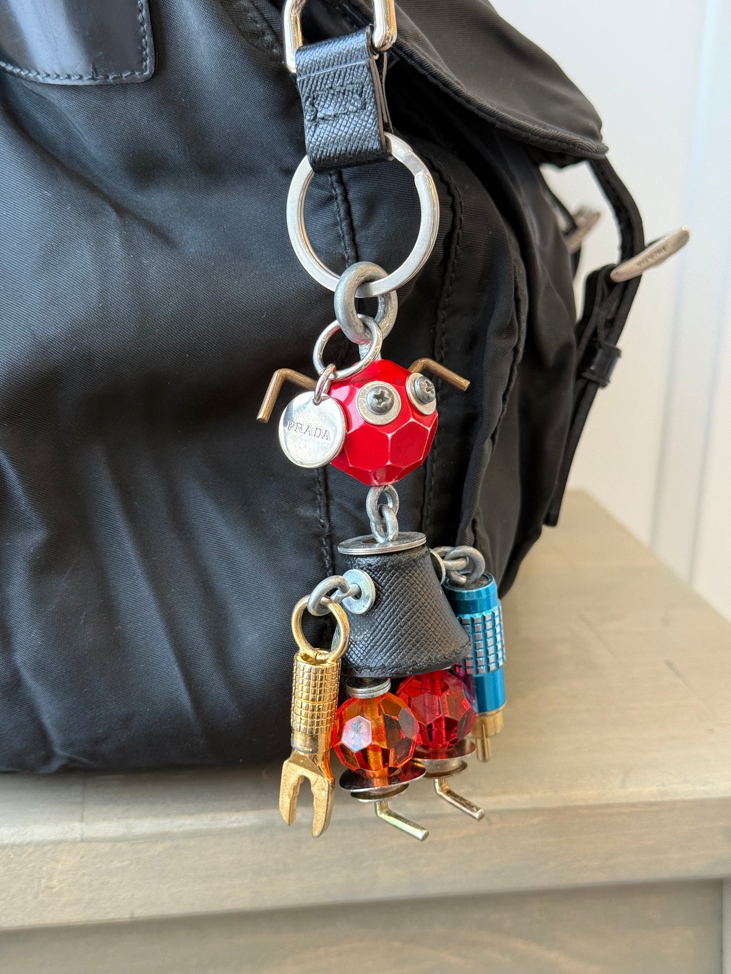 Prada Robot Saffiano Leather & Metal Bag Charm / Keychain – Multicolour