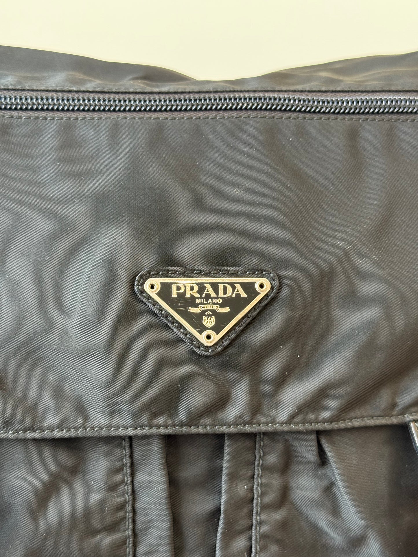Prada Black Tessuto Nylon & Leather Messenger Bag