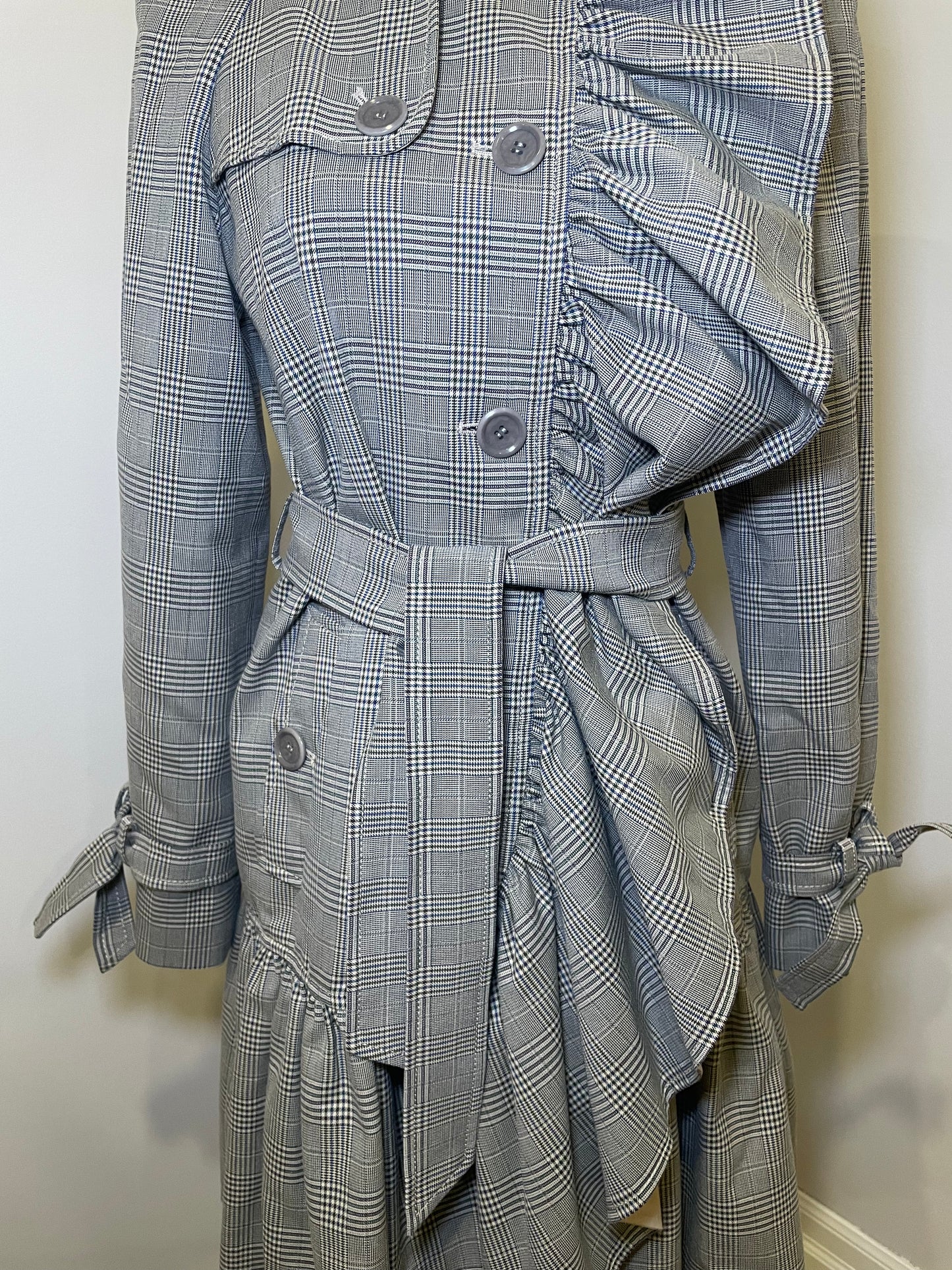 Moschino Plaid Ruffle Trench